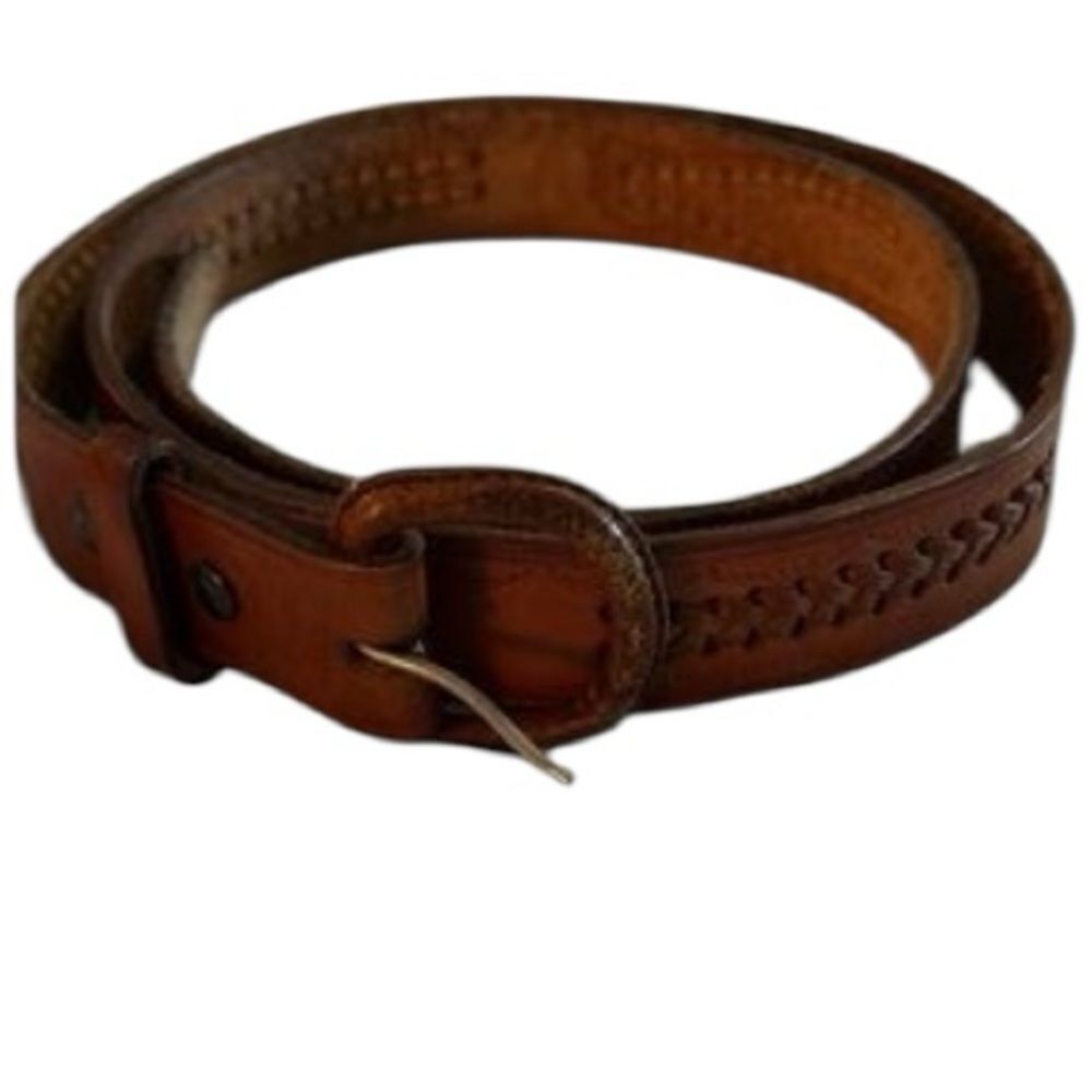 Men's Brown Leather Belt with decorative weaving -size 42